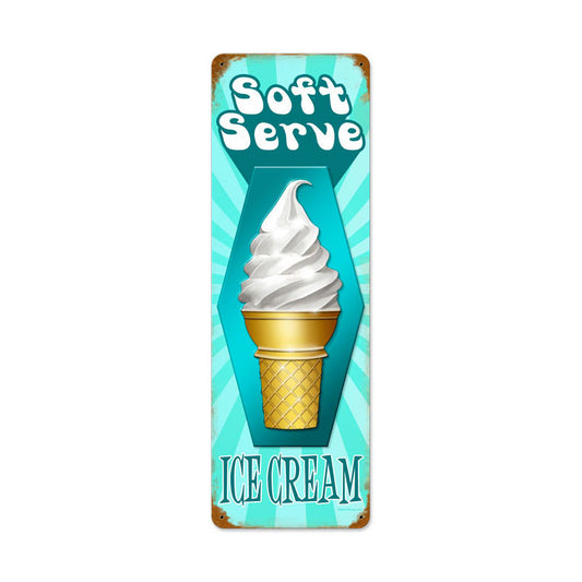 Soft Serve, Food and Drink, Vintage Metal Sign, 8 X 24 Inches