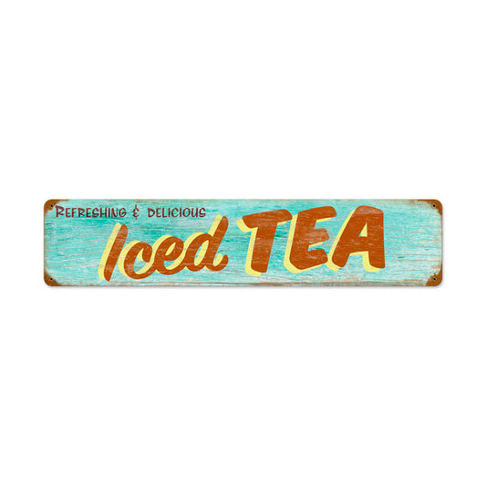 Iced Tea, Food and Drink, Vintage Metal Sign, 28 X 6 Inches
