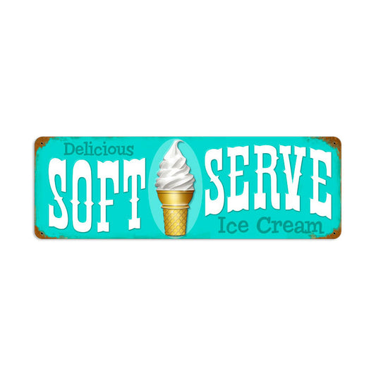 Soft Serve, Food and Drink, Vintage Metal Sign, 24 X 8 Inches