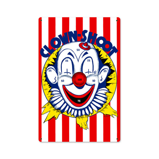 Clown Shoot, Home and Garden, Metal Sign, 12 X 18 Inches