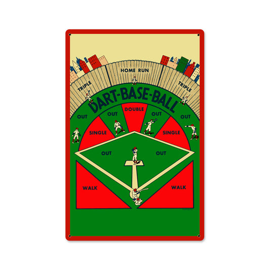 Dart Baseball, Home and Garden, Metal Sign, 12 X 18 Inches
