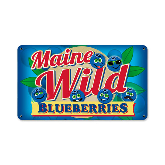 Wild Blueberries, Food and Drink, Metal Sign, 14 X 8 Inches