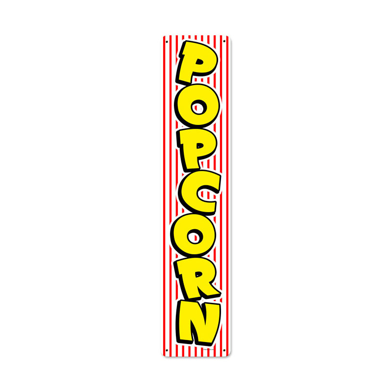 Popcorn Stripe, Food and Drink, Metal Sign, 28 X 6 Inches