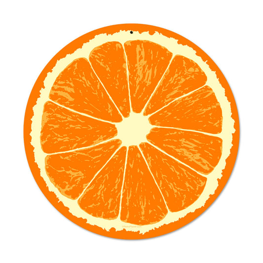 Orange, Food and Drink, Round Metal Sign, 14 X 14 Inches