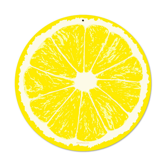 Lemon, Food and Drink, Round Metal Sign, 14 X 14 Inches