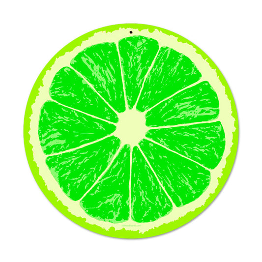 Line, Food and Drink, Round Metal Sign, 14 X 14 Inches