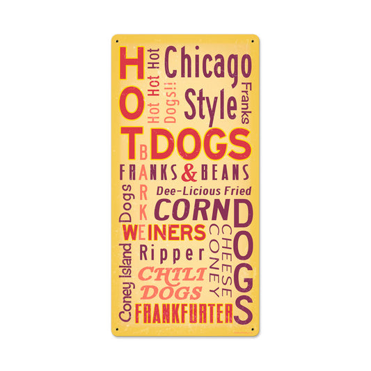 Hot Dogs, Food and Drink, Metal Sign, 12 X 24 Inches