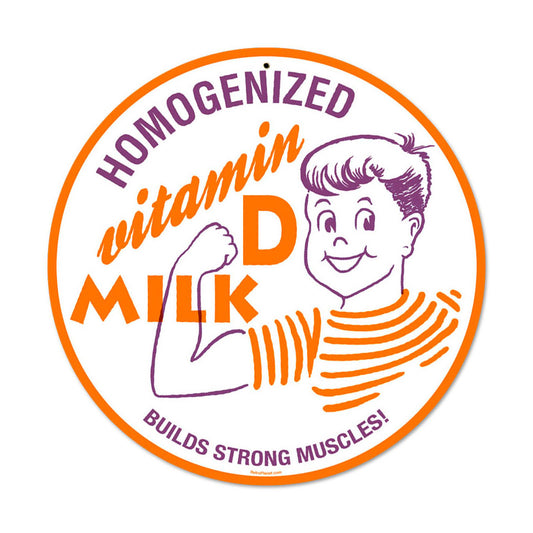 Homogenized, Food and Drink, Round Metal Sign, 14 X 14 Inches