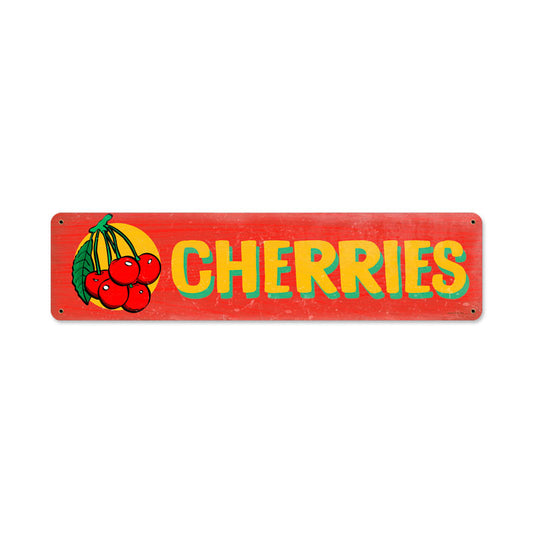 Cherries, Food and Drink, Metal Sign, 20 X 5 Inches