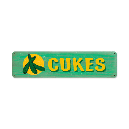 Cukes, Food and Drink, Metal Sign, 20 X 5 Inches