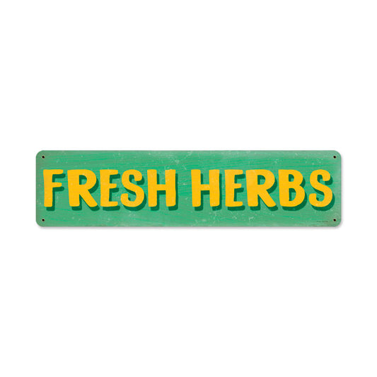 Fresh Herbs, Food and Drink, Metal Sign, 20 X 5 Inches