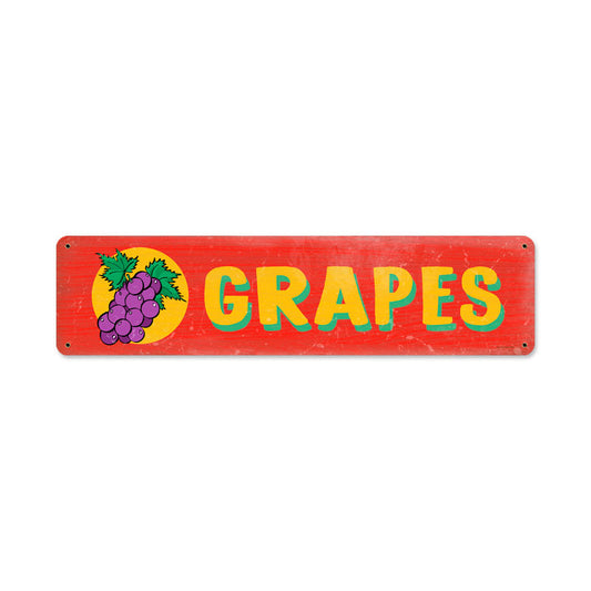 Grapes, Food and Drink, Metal Sign, 20 X 5 Inches
