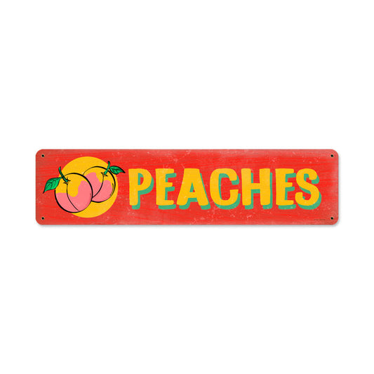 Peaches, Food and Drink, Metal Sign, 20 X 5 Inches
