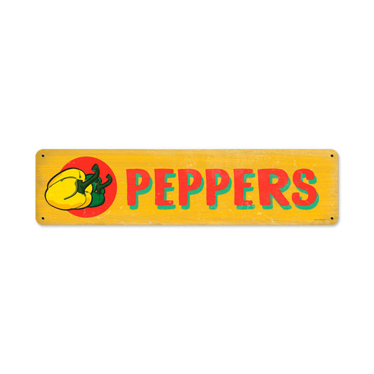 Peppers, Food and Drink, Metal Sign, 20 X 5 Inches