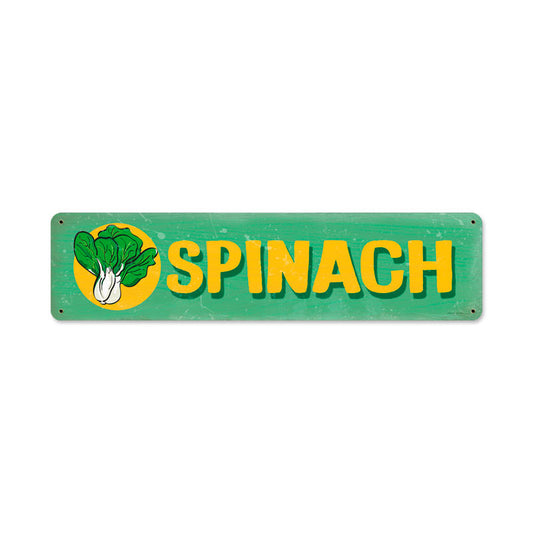 Spinach, Food and Drink, Metal Sign, 20 X 5 Inches