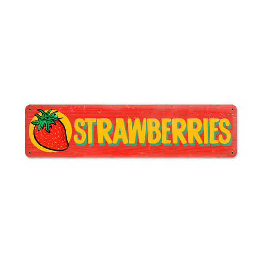 Strawberries, Food and Drink, Metal Sign, 20 X 5 Inches
