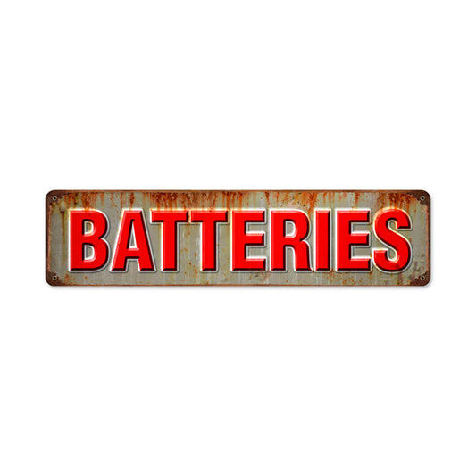 Batteries, Automotive, Metal Sign, 20 X 5 Inches