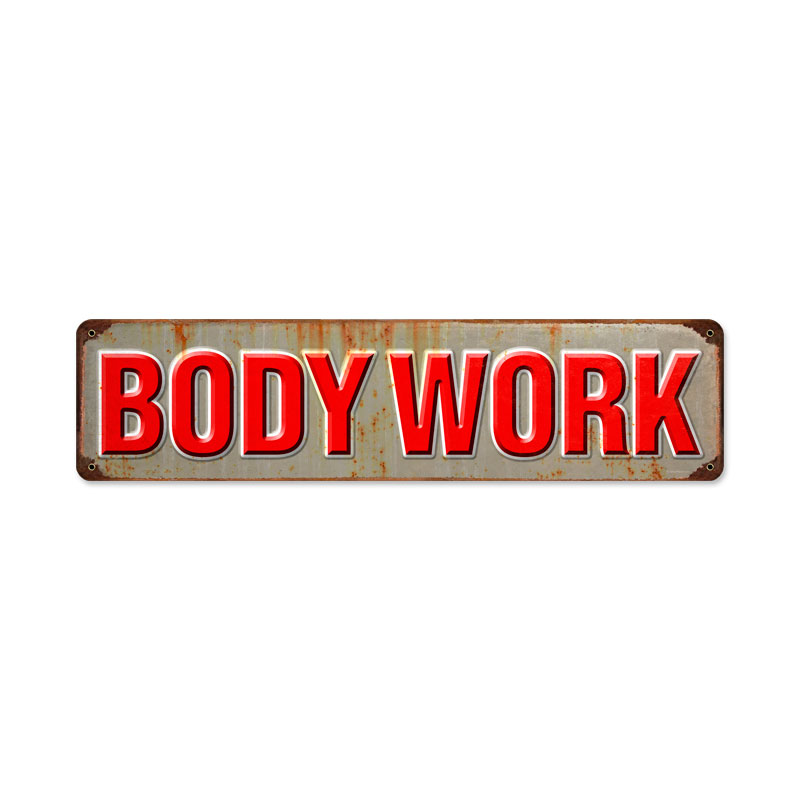 Body Work, Automotive, Metal Sign, 20 X 5 Inches