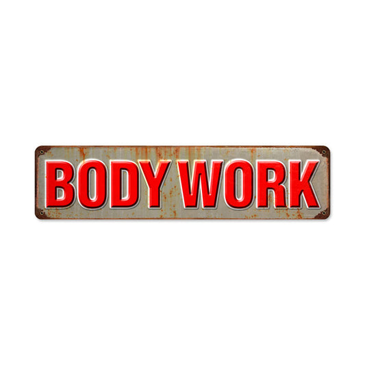 Body Work, Automotive, Metal Sign, 20 X 5 Inches