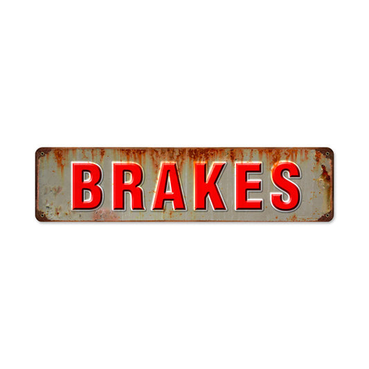Brakes, Automotive, Metal Sign, 20 X 5 Inches