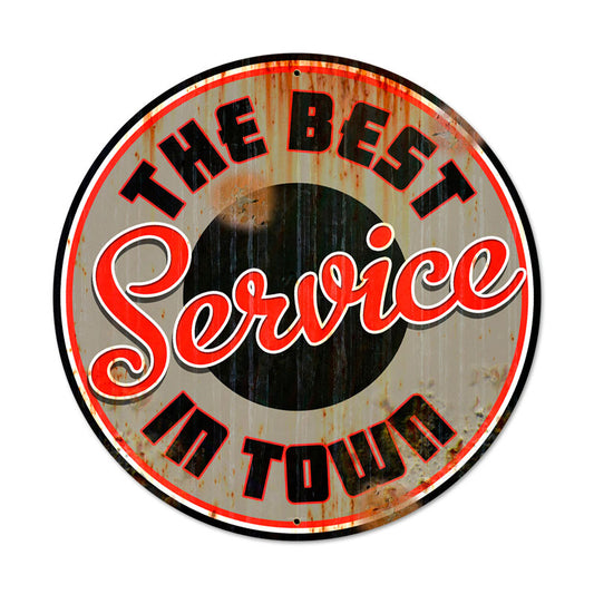Best Service, Automotive, Round Metal Sign, 28 X 28 Inches