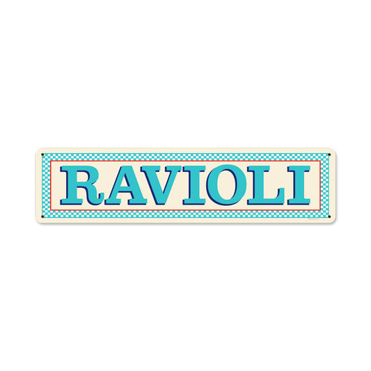 Blue Ravioli, Food and Drink, Vintage Metal Sign, 20 X 5 Inches
