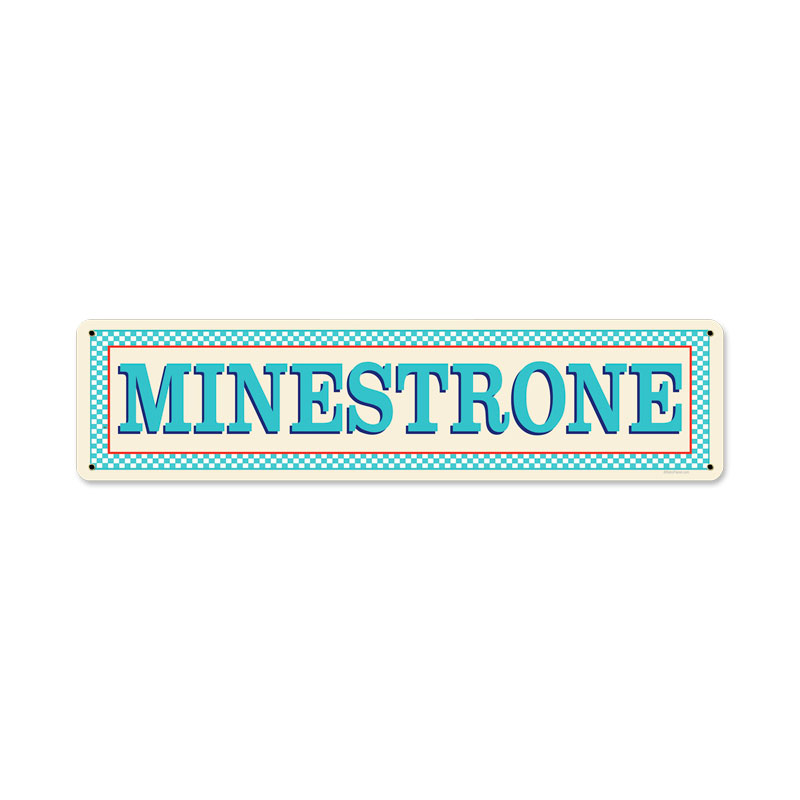 Blue Minestrone, Food and Drink, Vintage Metal Sign, 20 X 5 Inches