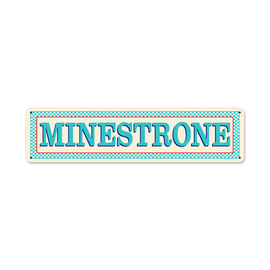 Blue Minestrone, Food and Drink, Vintage Metal Sign, 20 X 5 Inches