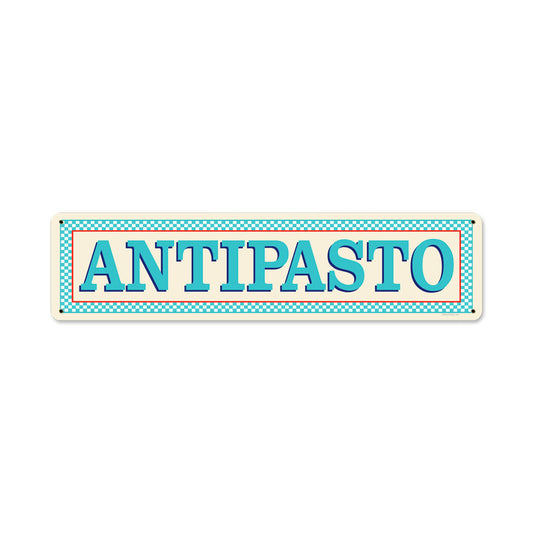 Blue Antipasto, Food and Drink, Vintage Metal Sign, 20 X 5 Inches