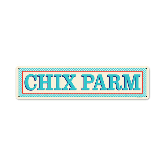 Blue Chix Parm, Food and Drink, Vintage Metal Sign, 20 X 5 Inches