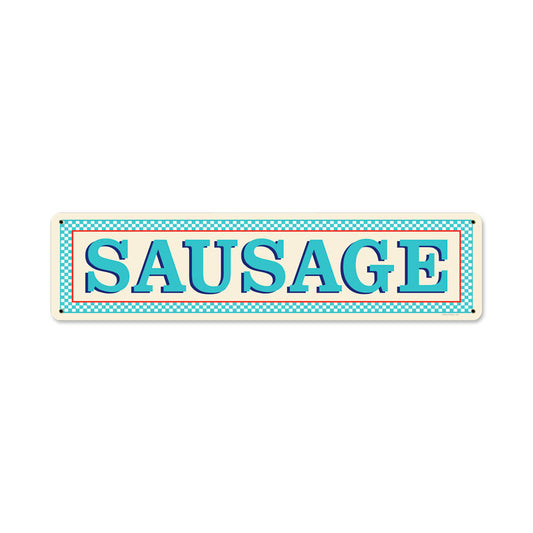 Blue Sausage, Food and Drink, Vintage Metal Sign, 20 X 5 Inches