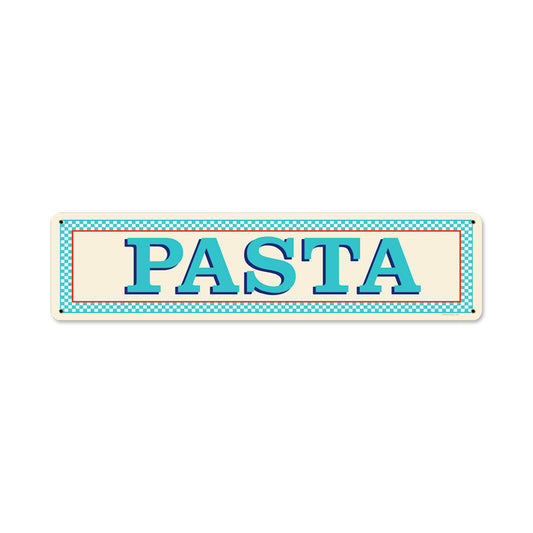 Blue Pasta, Food and Drink, Vintage Metal Sign, 20 X 5 Inches