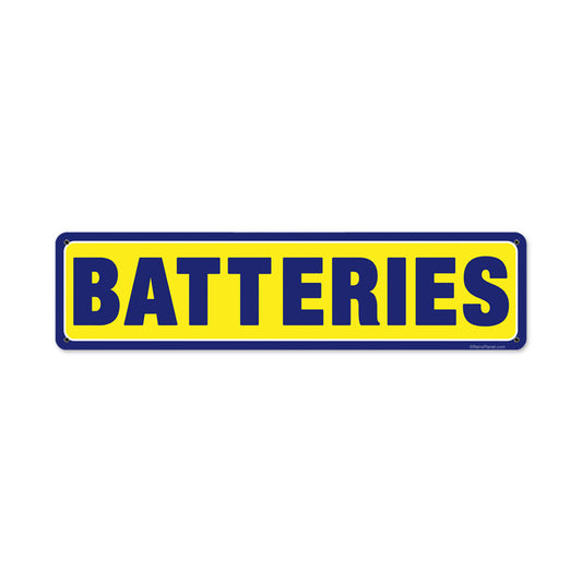 Batteries, Automotive, Metal Sign, 20 X 5 Inches