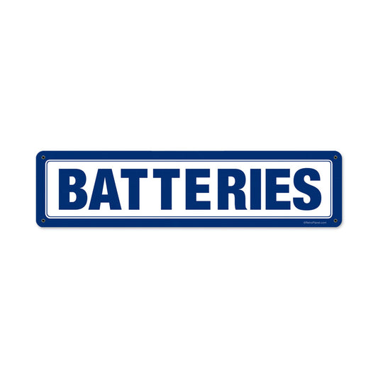 Batteries, Automotive, Metal Sign, 20 X 5 Inches