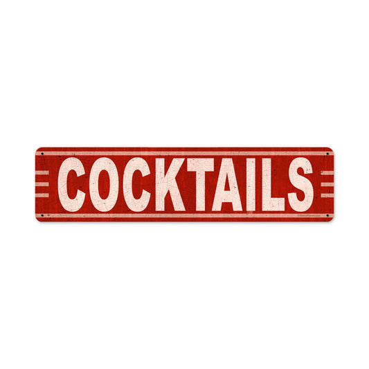 Cocktails, Metal Sign, Metal Sign, 20 X 5 Inches