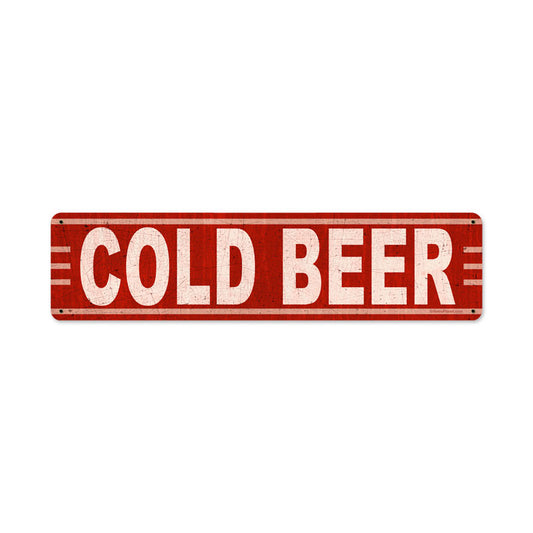 Cold Beer, Metal Sign, Metal Sign, 20 X 5 Inches