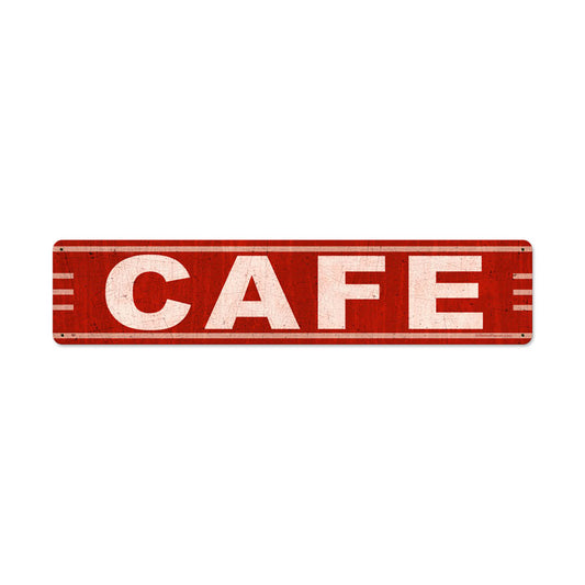 Cafe, Food and Drink, Metal Sign, 28 X 6 Inches