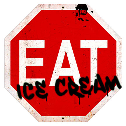 Eat Ice Cream Stop Sign, Licensed Products/Retro Planet, Metal Sign, 16 X 16 Inches