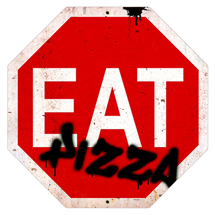 EAT PIZZA STOP SIGN, Licensed Products/Retro Planet, METAL SIGN , 16 X 16 Inches