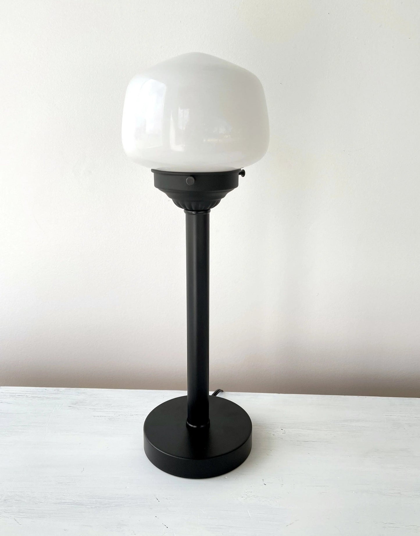Schoolhouse Milk Glass Tall Table Lamp