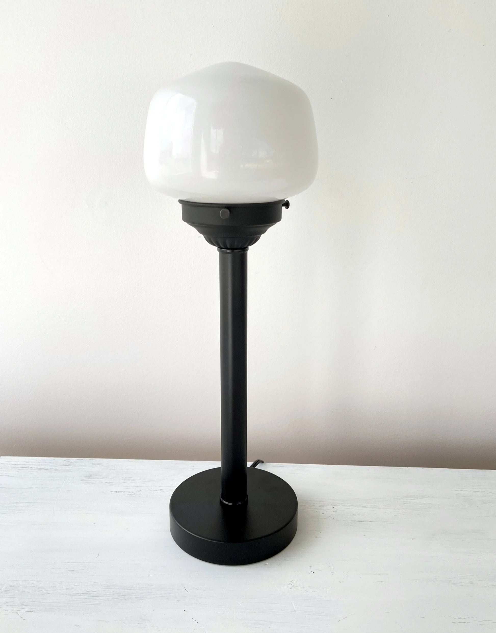 Schoolhouse Milk Glass Tall Table Lamp