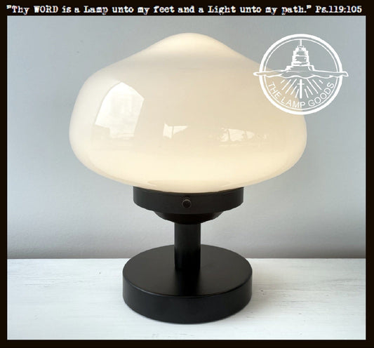 Schoolhouse Milk Glass Table Lamp Fixture