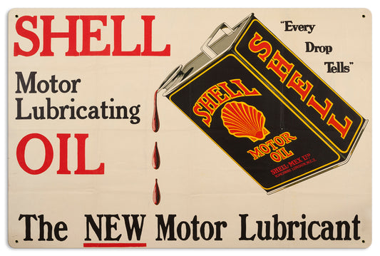 Motor Lubricating Oil, Licensed Products/Shell, Metal Sign, 24 X 16 Inches