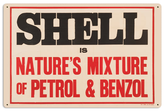 Natural Petrol Benzol, Licensed Products/Shell, Metal Sign, 24 X 16 Inches