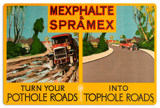 Pothole Roads, Licensed Products/Shell, Metal Sign, 24 X 16 Inches
