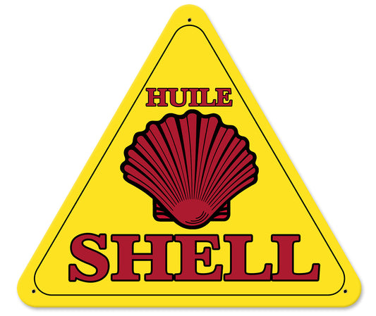 Huile Shell Triangle, Featured Artists/Shell, SATIN TRIANGLE METAL SIGN , 15 X 16 Inches