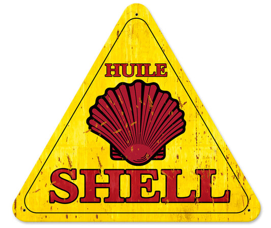 Huile Shell Grunge Triangle, Featured Artists/Shell, SATIN TRIANGLE METAL SIGN , 15 X 16 Inches