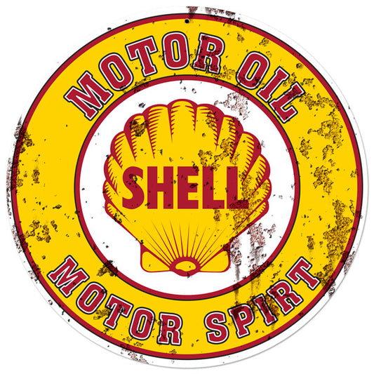Shell Motor Oil Gasoline Grunge, Featured Artists/Shell, Round, 28 X 28 Inches