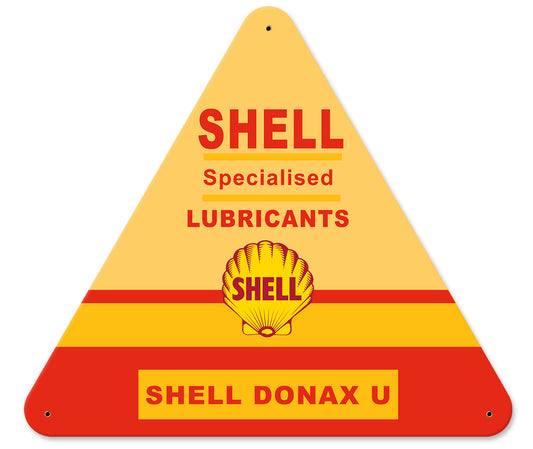 Shell Specialized Lubricants, Featured Artists/Shell, SATIN TRIANGLE METAL SIGN , 15 X 16 Inches