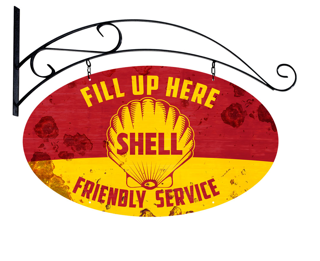 Fill Up Here Friendly Service Shell Grunge, Featured Artists/Shell, Plasma, 20 X 17 Inches